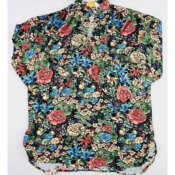 VINTAGE Rhapsody By Glazier Women's 70's Hippie Floral 3/4 Sleeve Blouse Size M - Picture 1 of 6